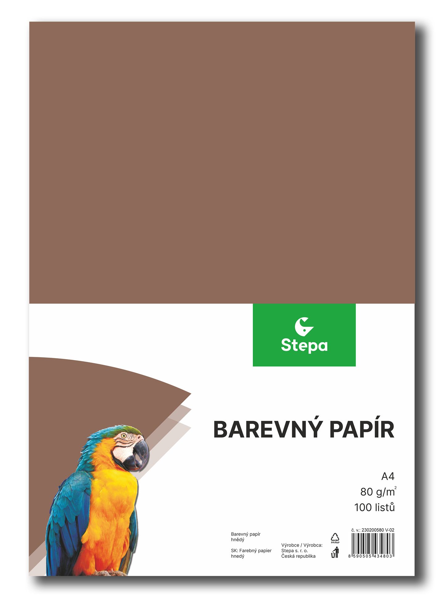 Barevný papír A4 80 g - 100 ks - hnědý