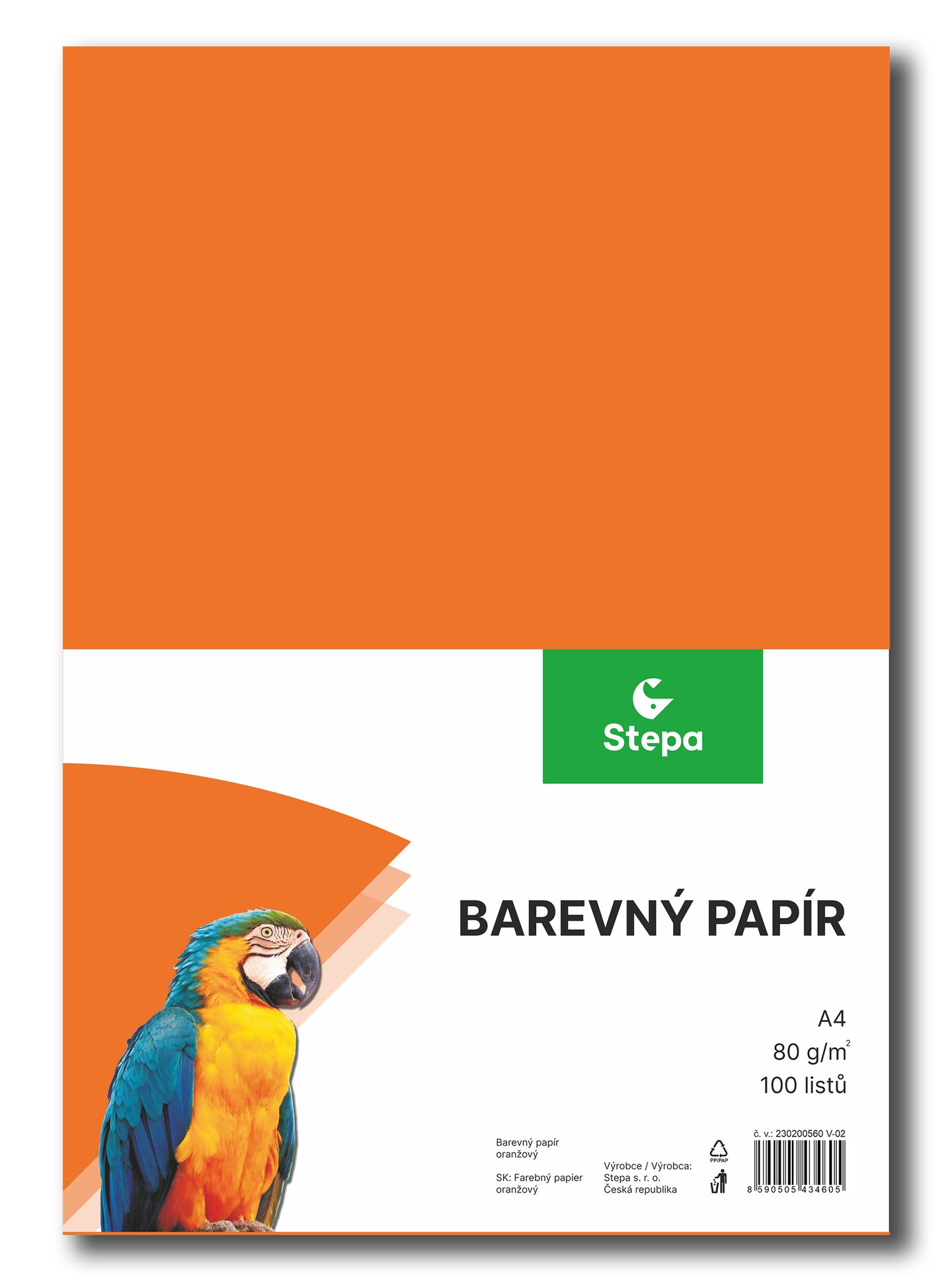 Barevný papír A4 80 g - 100 ks - oranžový