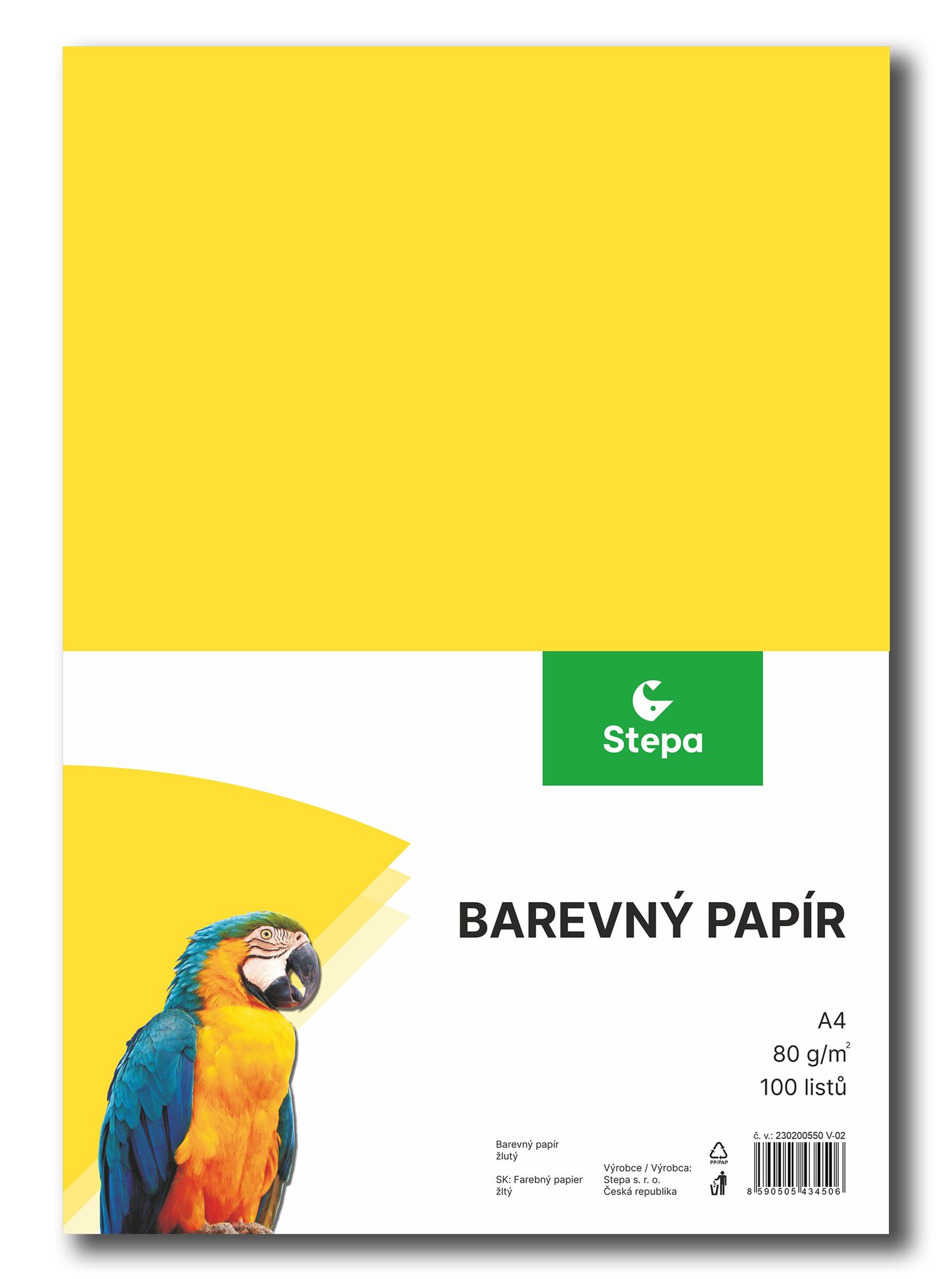 Barevný papír A4 80 g - 100 ks - žlutý
