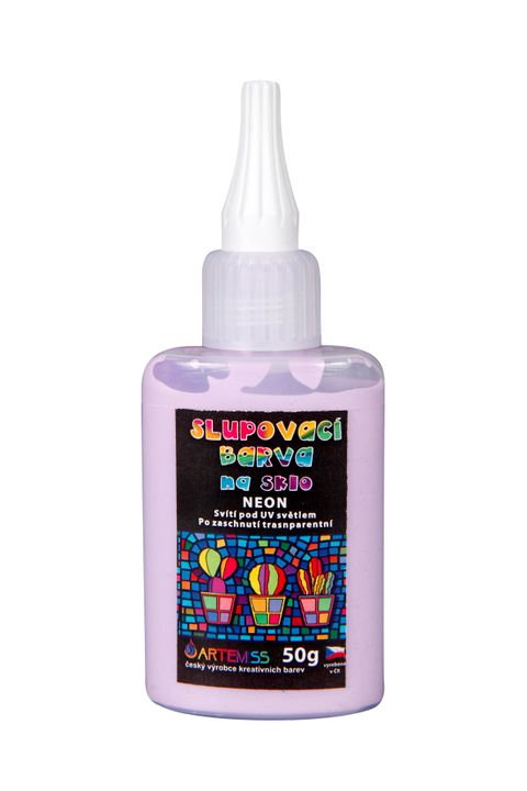 Obrázek produktu: Barva na sklo slupovací - NEON, svítící pod UV lampou, fialová, 50 g