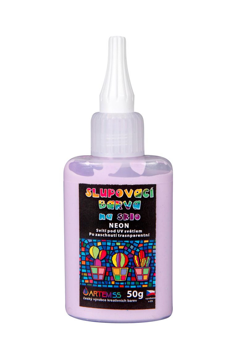 Levně Barva na sklo slupovací - NEON, svítící pod UV lampou, fialová, 50 g