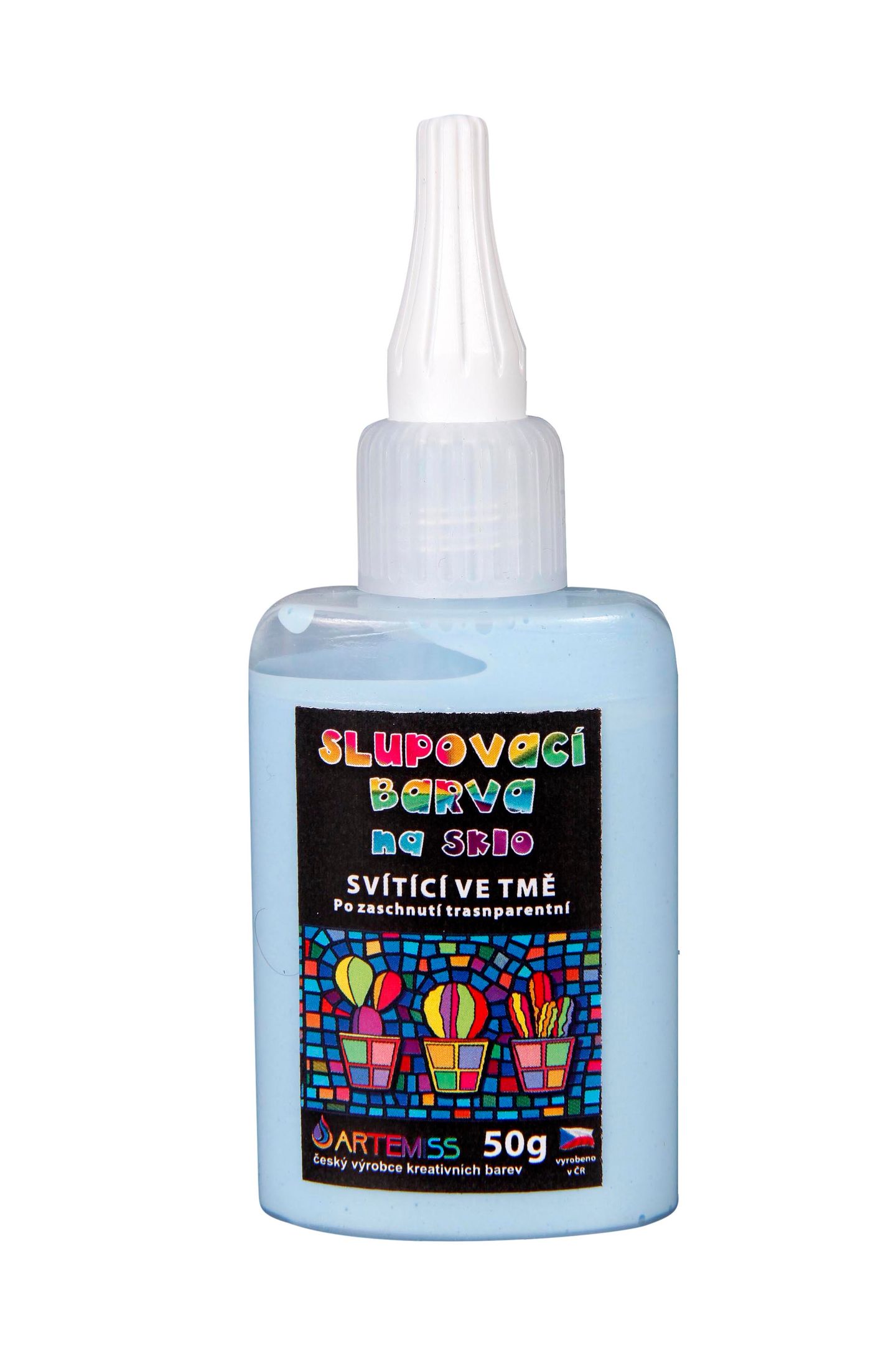 Barva na sklo svítící ve tmě - modrá, 50 g