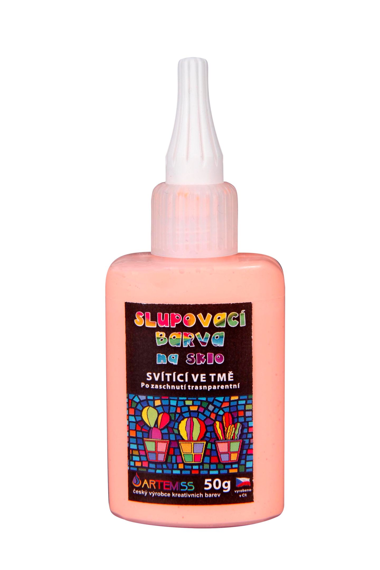 Barva na sklo svítící ve tmě - oranžová, 50 g