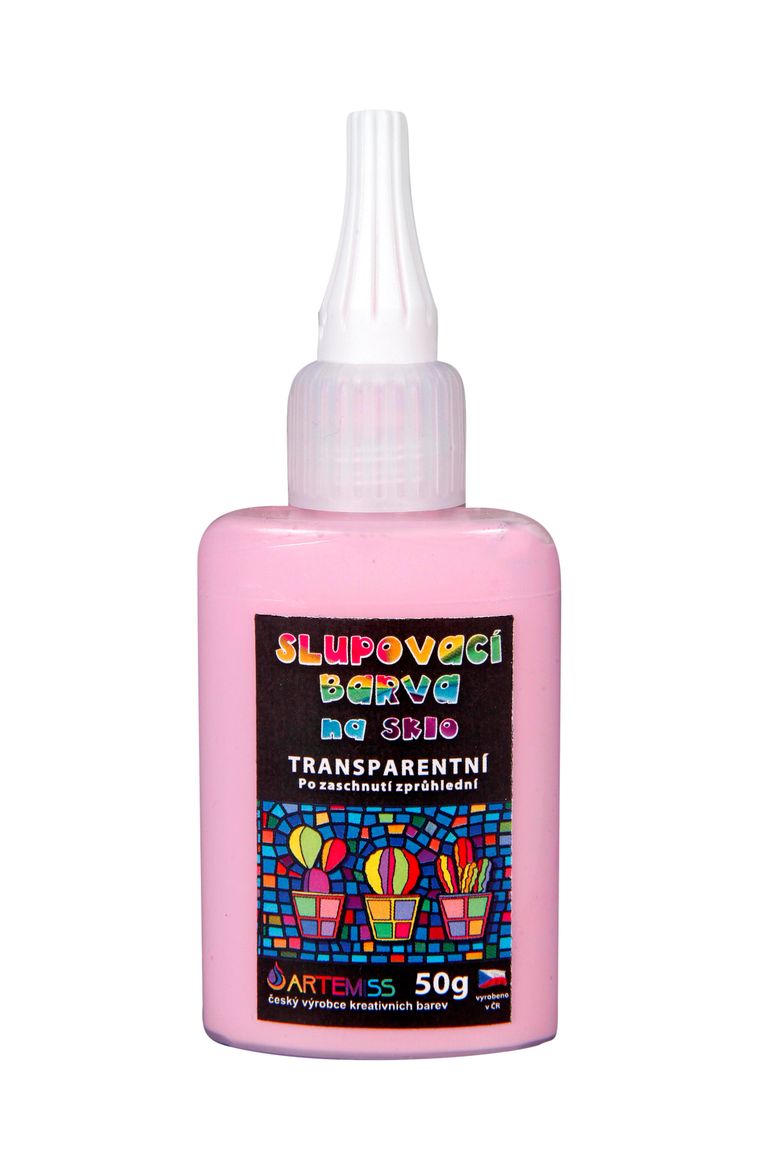 Levně Barva na sklo, transparentní odstín - růžová, 50 g