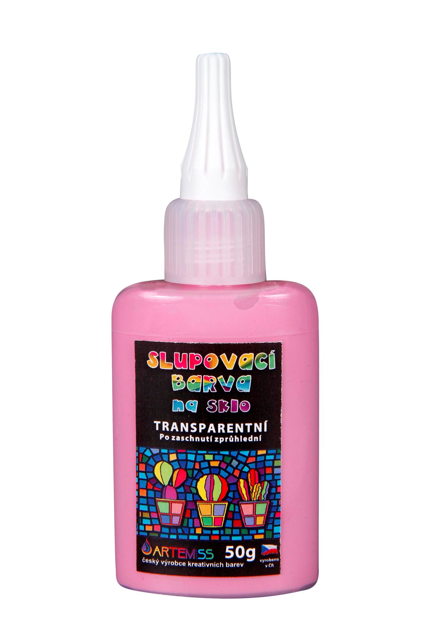 Barva na sklo, transparentní odstín - tmavá červená, 50 g