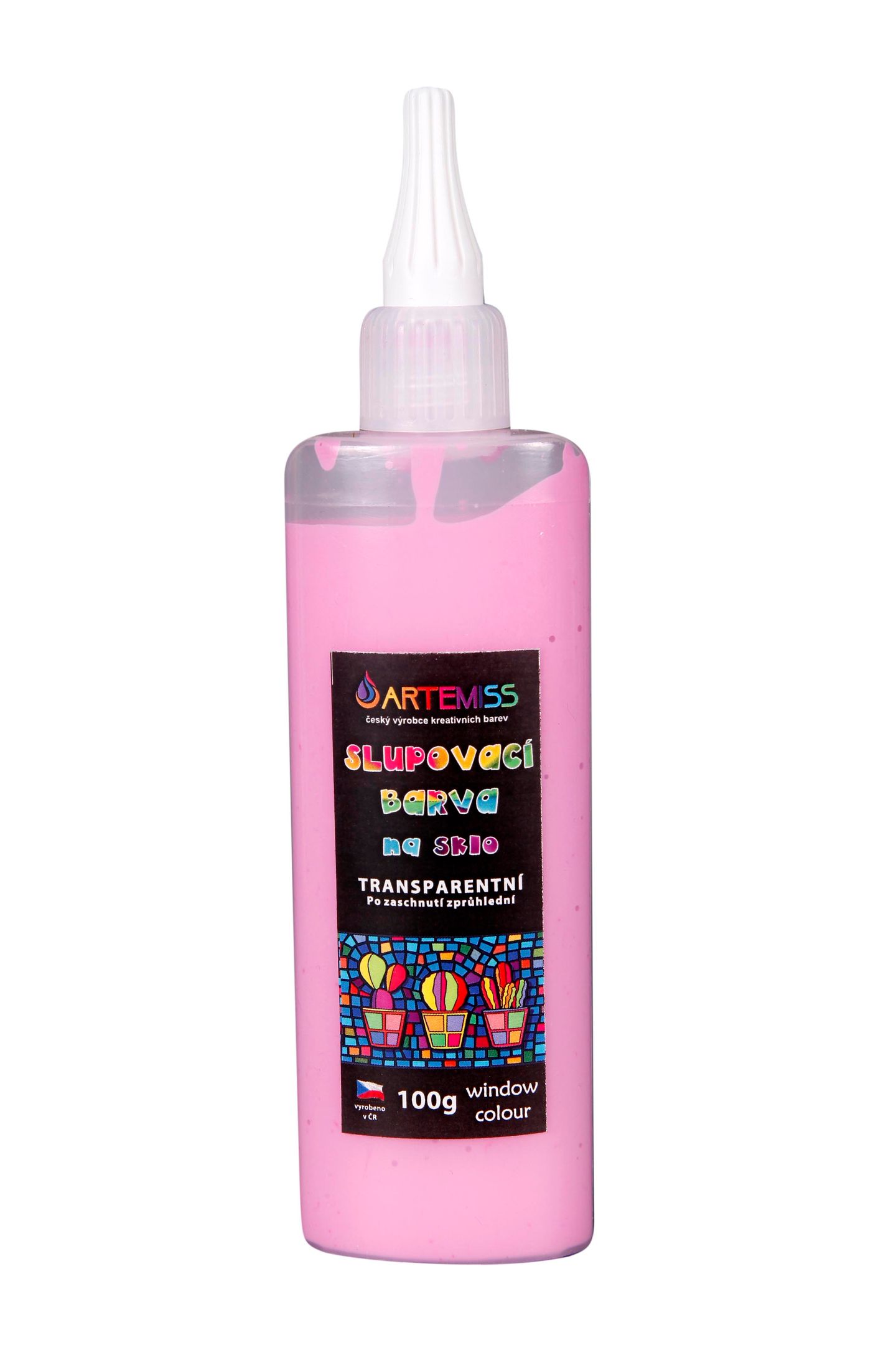 Barva na sklo, transparentní odstín - vínová, 100 g