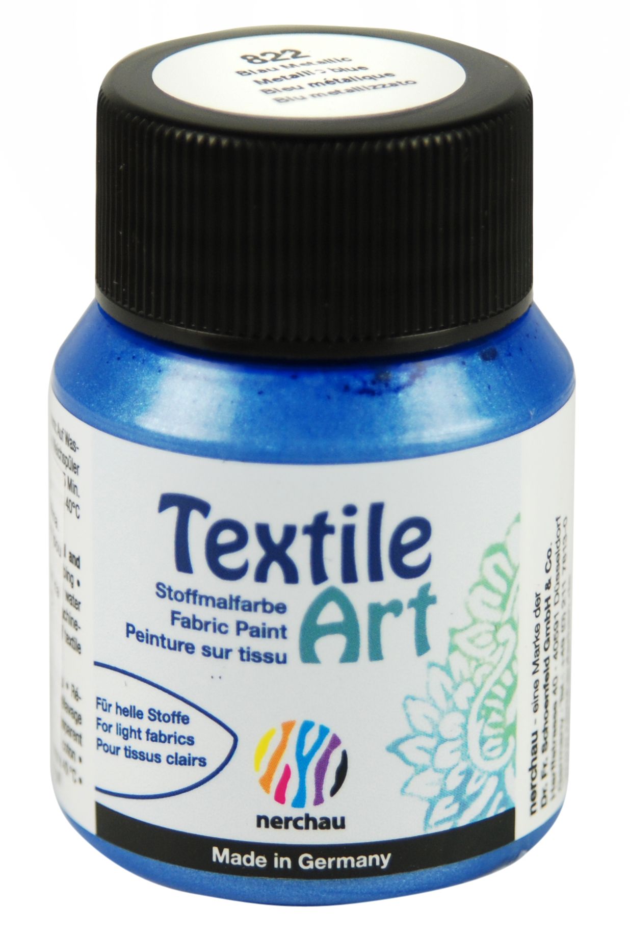 Barva na světlý textil Nerchau, 59 ml - modrá metalíza