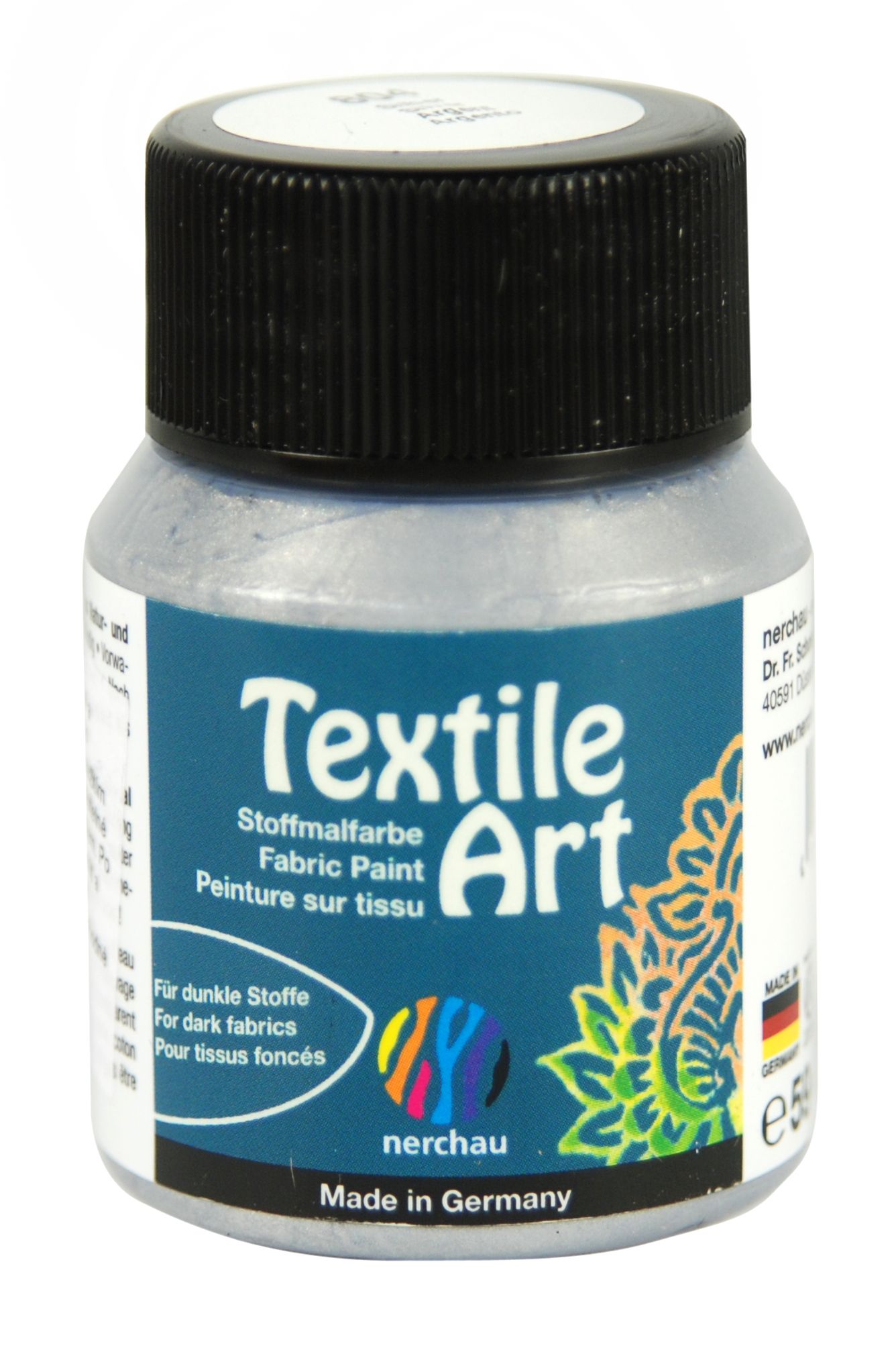 Barva na tmavý textil Nerchau, 59 ml - stříbrná