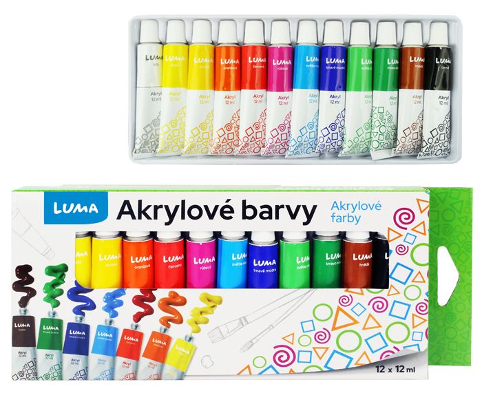Barvy akrylové LUMA 12 barev 12 ml