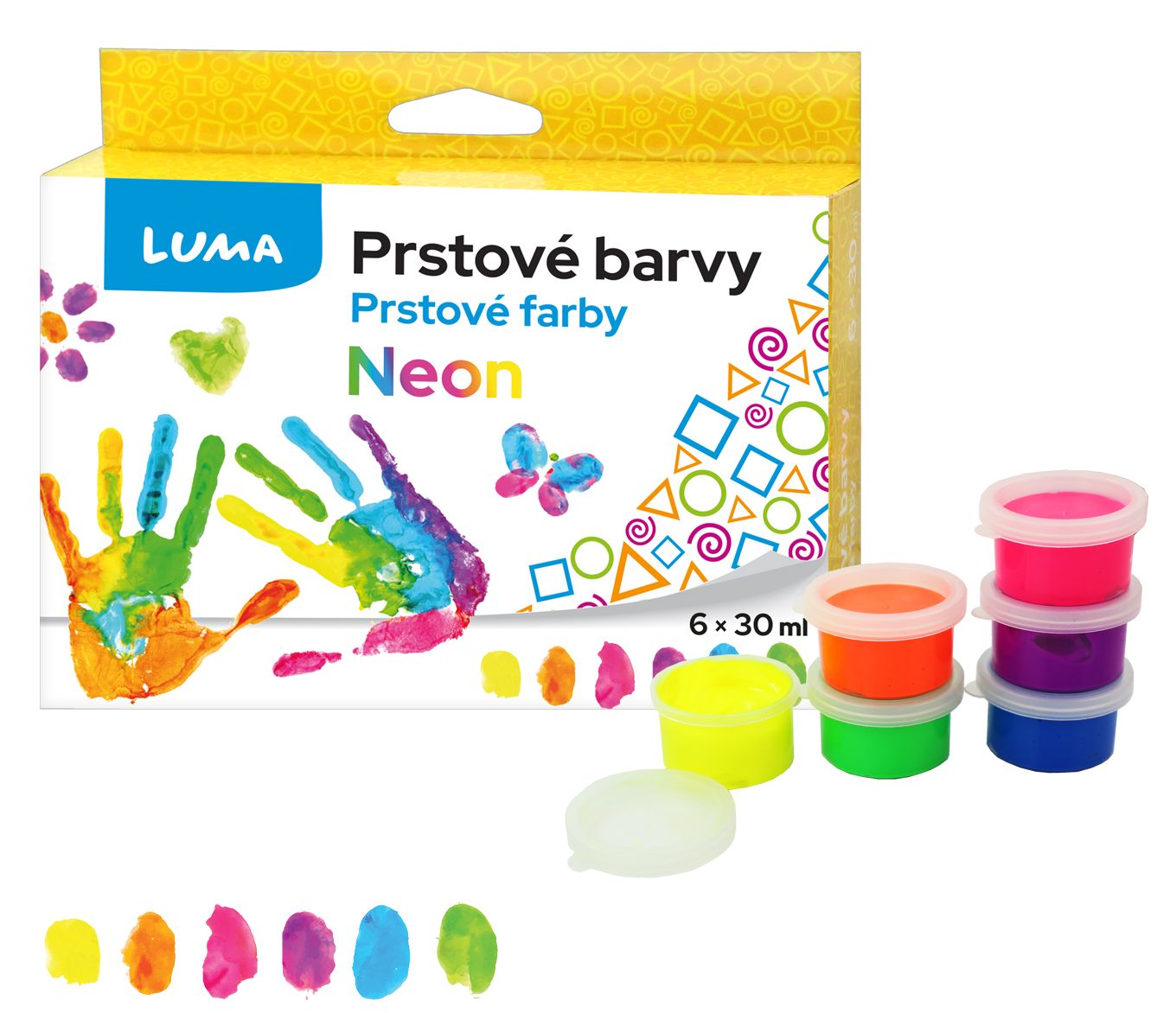 Barvy prstové neon LUMA 6 barev 30 ml
