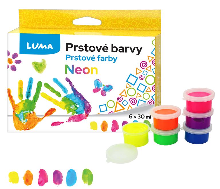 Barvy prstové neon LUMA 6 barev 30 ml