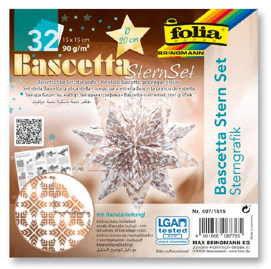 Bascetta - hvězda, 90 g/m2 - bílá/měděná