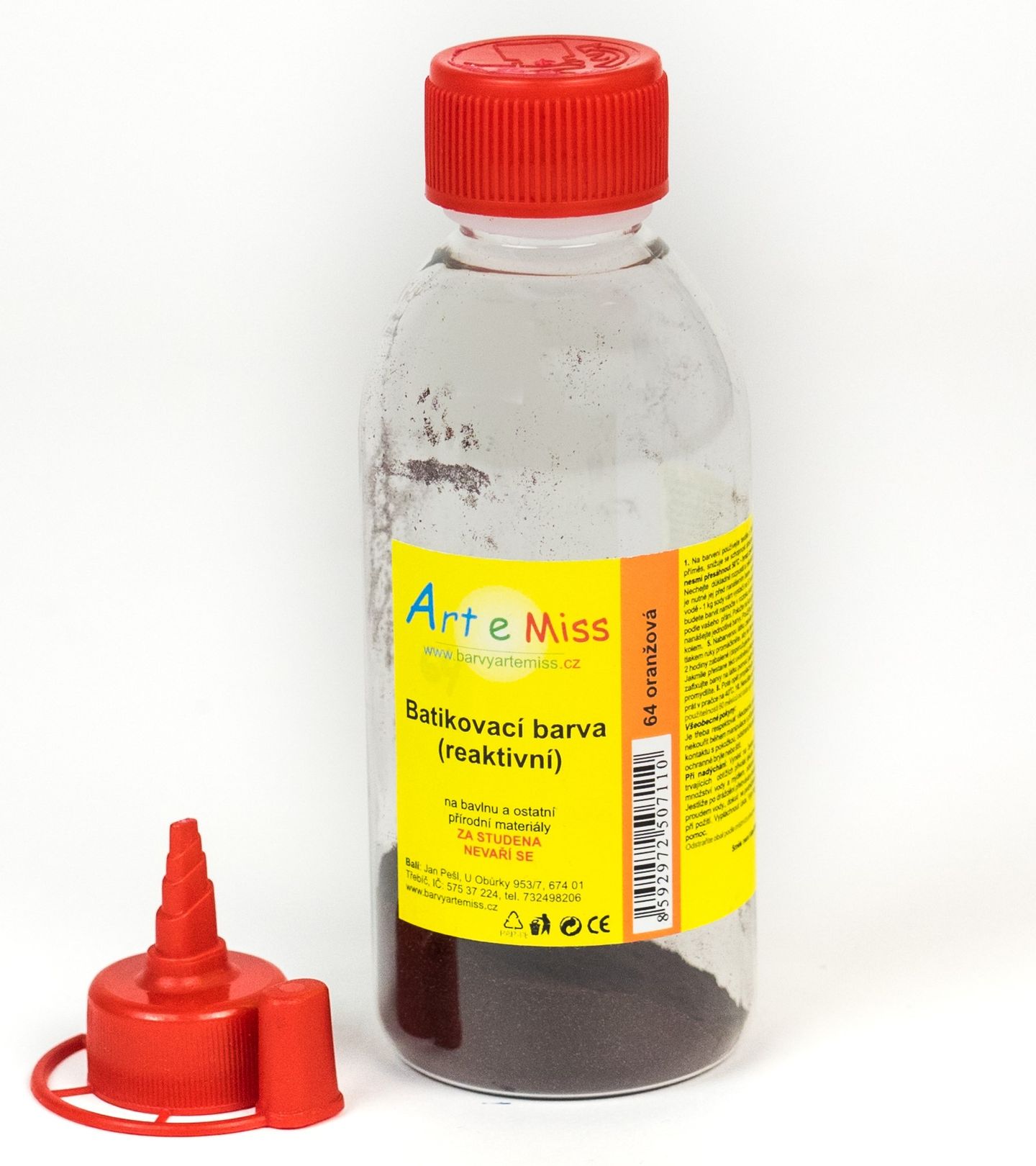 Batikovací reaktivní barva ORANŽOVÁ (batika za studena) - 13 g (na 250 ml barvy)