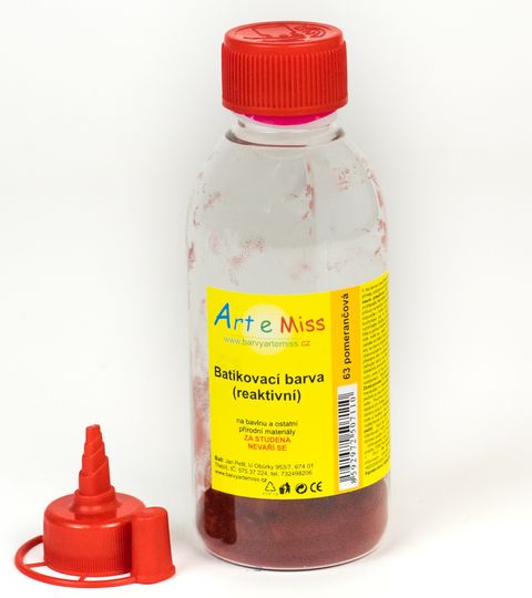 Obrázek produktu: Batikovací reaktivní barva POMERANČOVÁ (batika za studena) - 13 g (na 250 ml barvy)