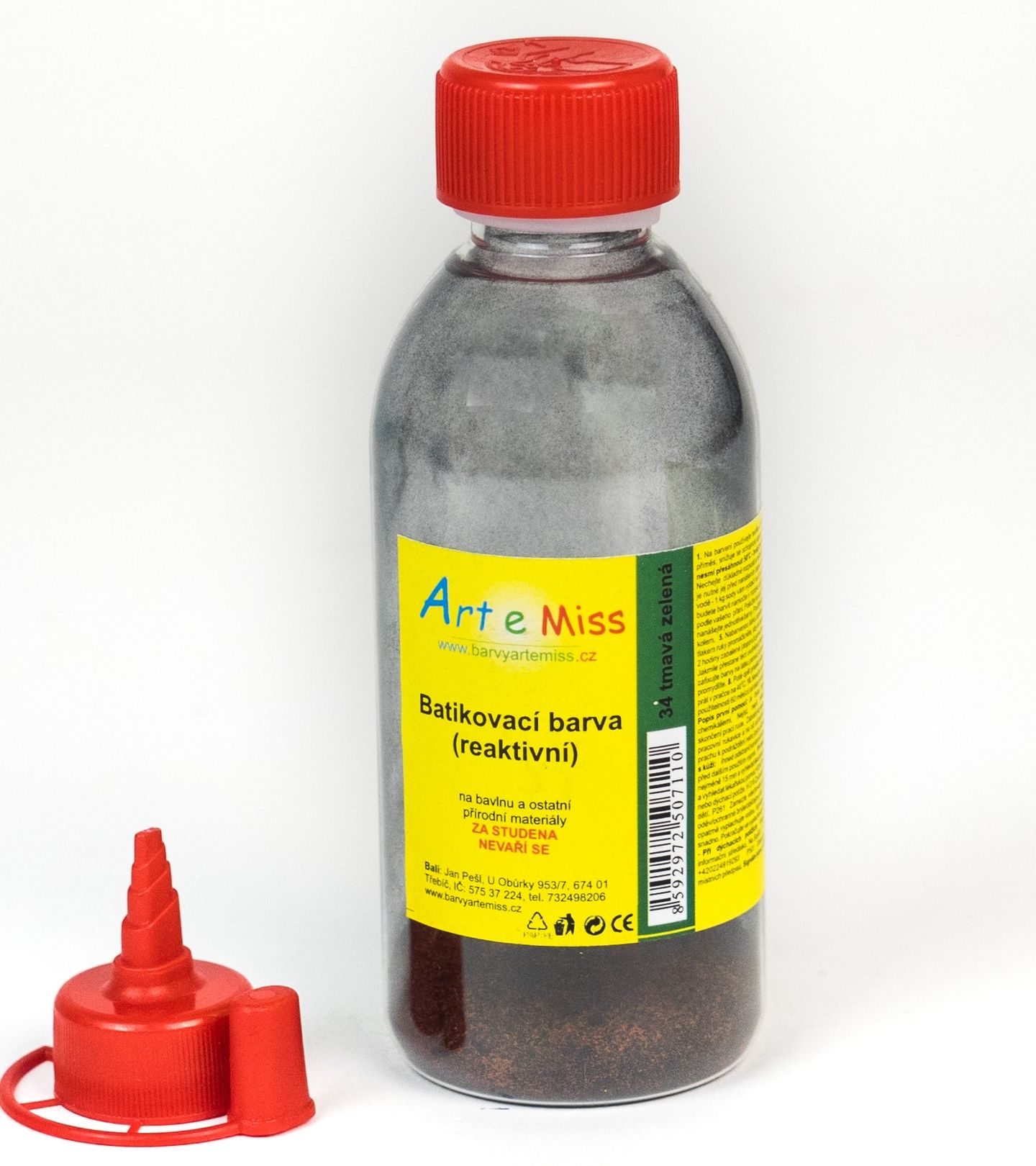 Batikovací reaktivní barva TMAVÁ ZELENÁ (batika za studena) - 13 g (na 250 ml barvy)