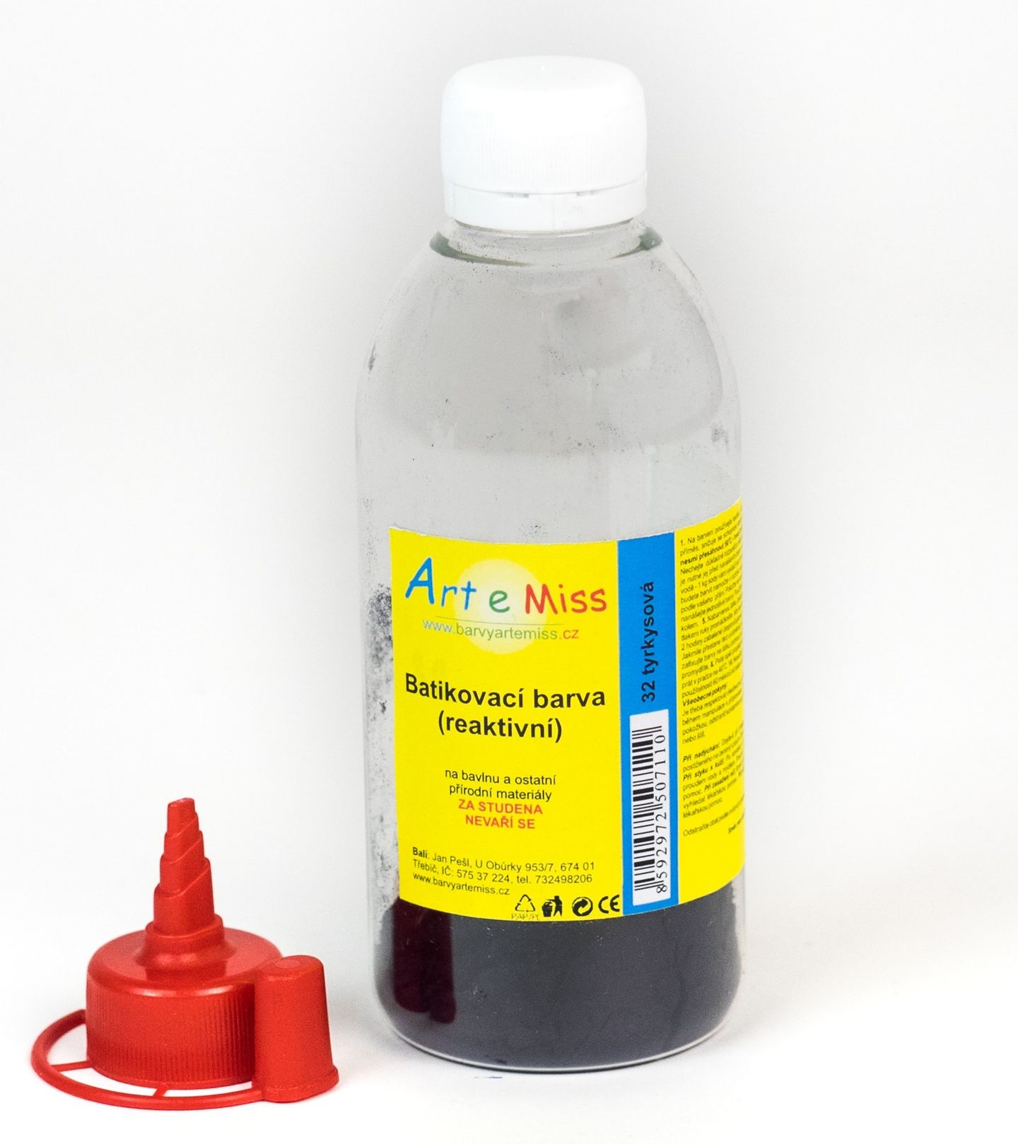 Batikovací reaktivní barva TYRKYSOVÁ (batika za studena) - 13 g (na 250 ml barvy)