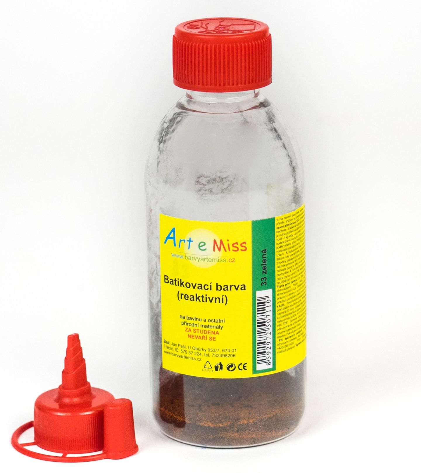 Batikovací reaktivní barva ZELENÁ (batika za studena) - 13 g (na 250 ml barvy)