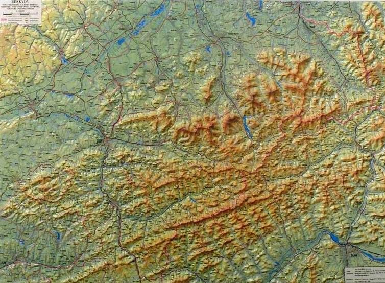Levně Beskydy - reliéfní - 1:100 000 - nástěnná mapa