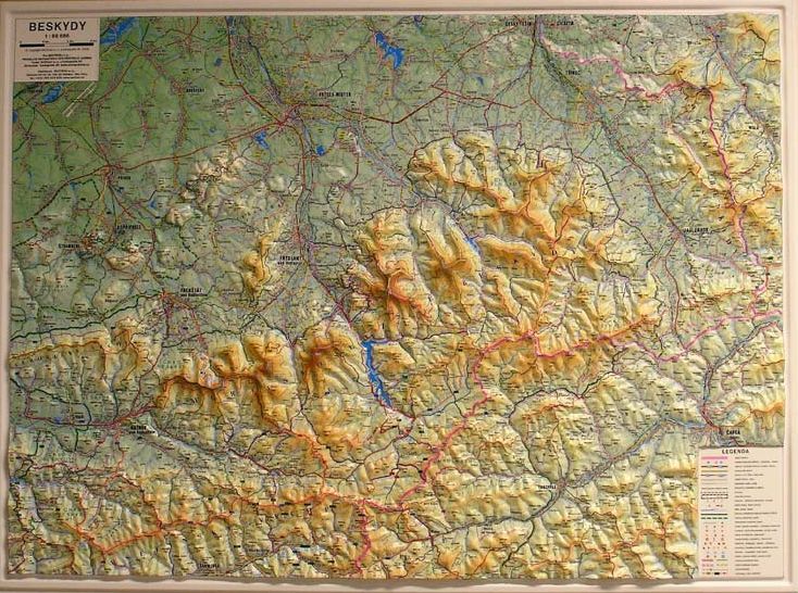 Levně Beskydy - reliéfní - 1:66 666 - nástěnná mapa