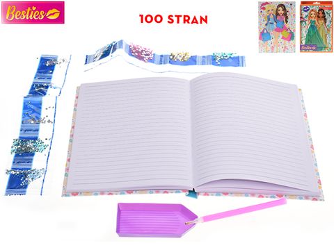 Obrázek produktu: Besties - notes A5 s pevnými deskami s dekoračním perem a kamínky, mix druhů