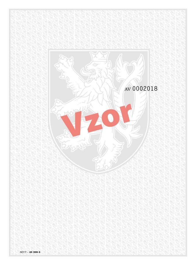 Bianco s vodoznakem a číslováním - vysvědčení o absolutoriu VOŠ