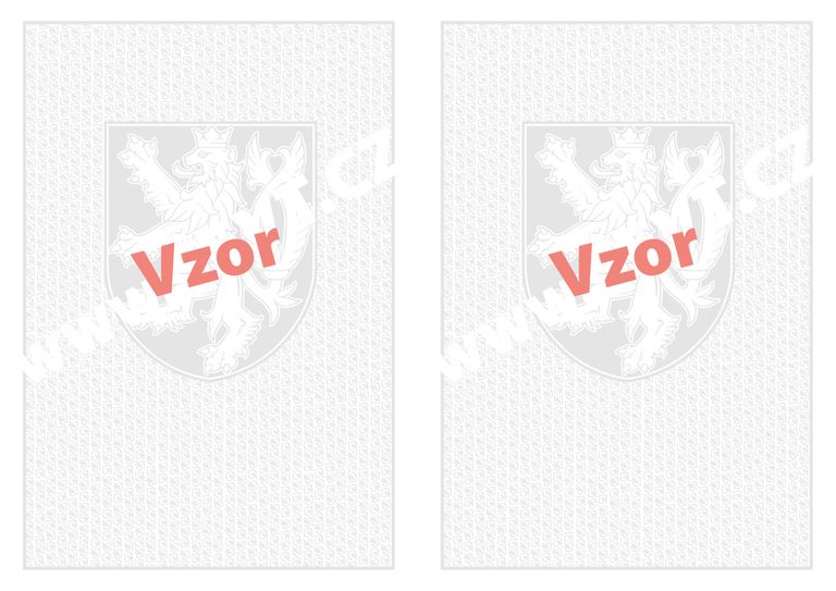 Bianco vysvědčení A3 - malý státní znak +  lipové listy s vodoznakem, rozložené na A3