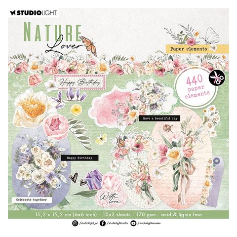 Obrázek produktu: Blok s papírovými výseky Studio Light "Nature Lover“, 15 × 15 cm, 20 l.