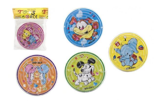 Teddies Bludiště hlavolam s kuličkou plast 7 cm 6 barev v sáčku