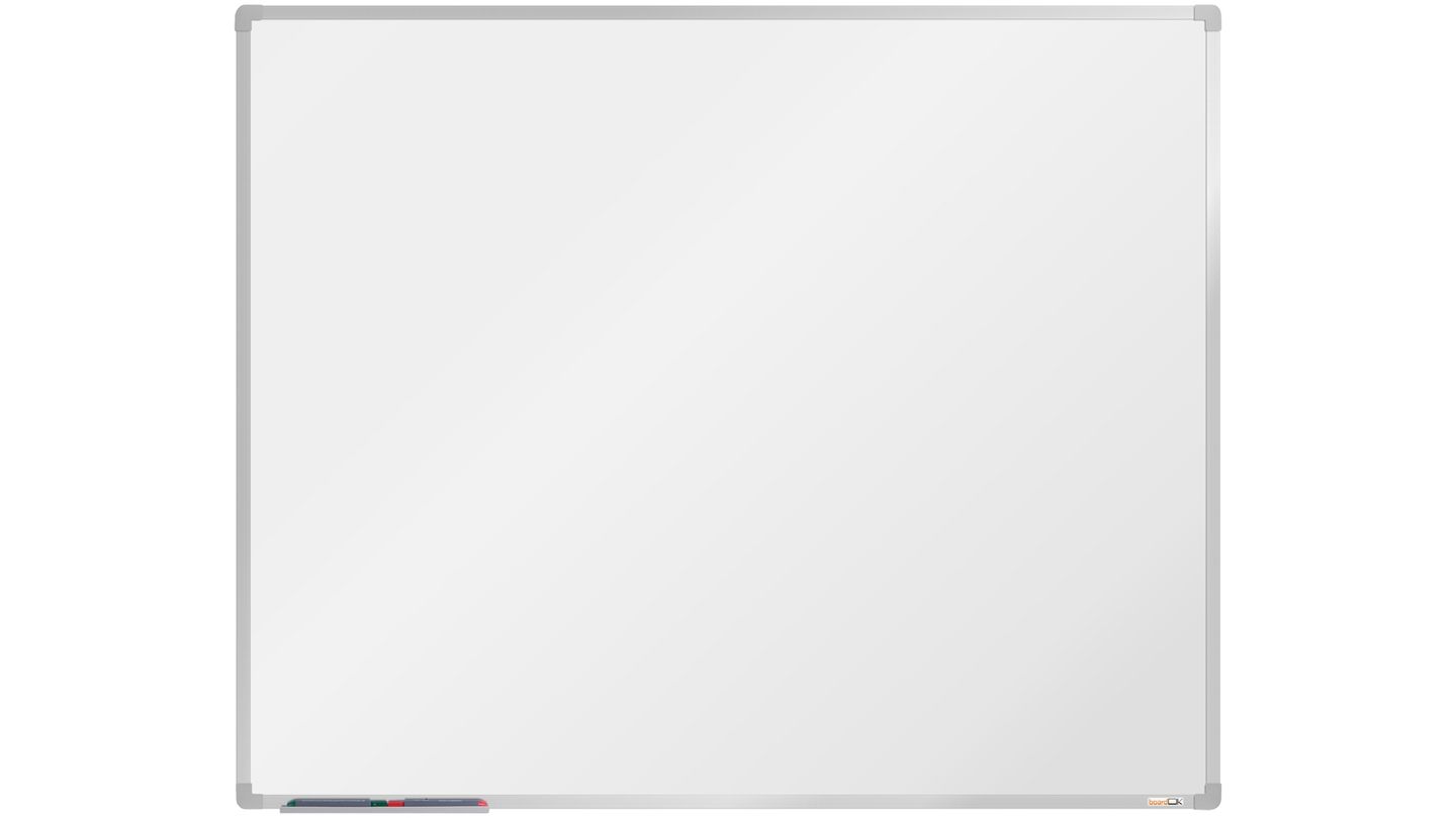 boardOK Bílá magnetická tabule s keramickým povrchem 150 × 120 cm, stříbrný rám