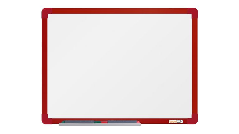 Levně boardOK Bílá magnetická tabule s keramickým povrchem 60 × 45 cm, červený rám