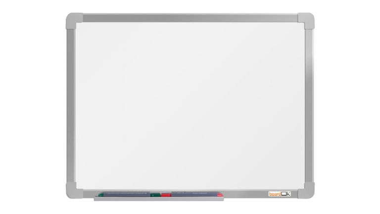 Levně boardOK Bílá magnetická tabule s keramickým povrchem 60 × 45 cm, stříbrný rám