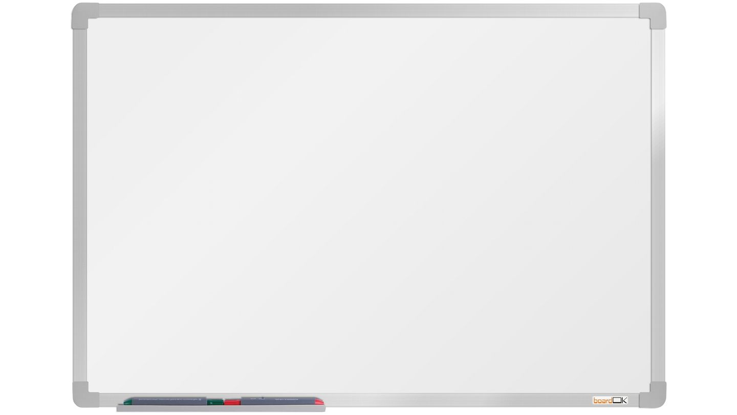 boardOK Bílá magnetická tabule s keramickým povrchem 60 × 90 cm, stříbrný rám