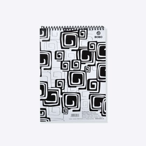 Obrázek produktu: BOBO Blok Black&White s horní spirálou A4 50 listů - linkovaný