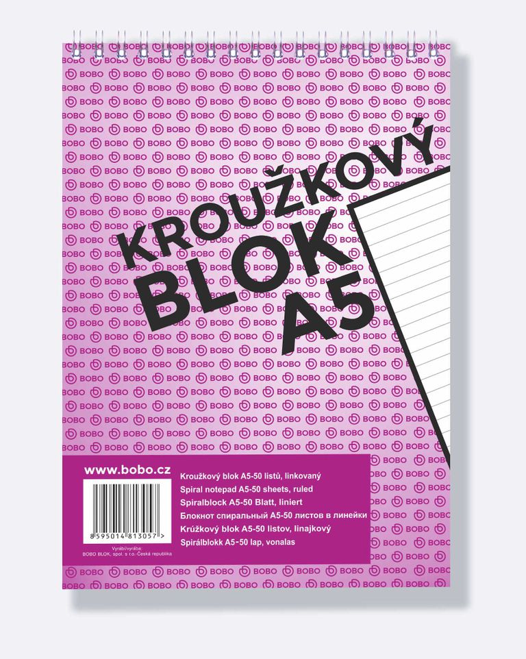 Bobo blok - kroužkový blok - A5, 50 l., linkovaný