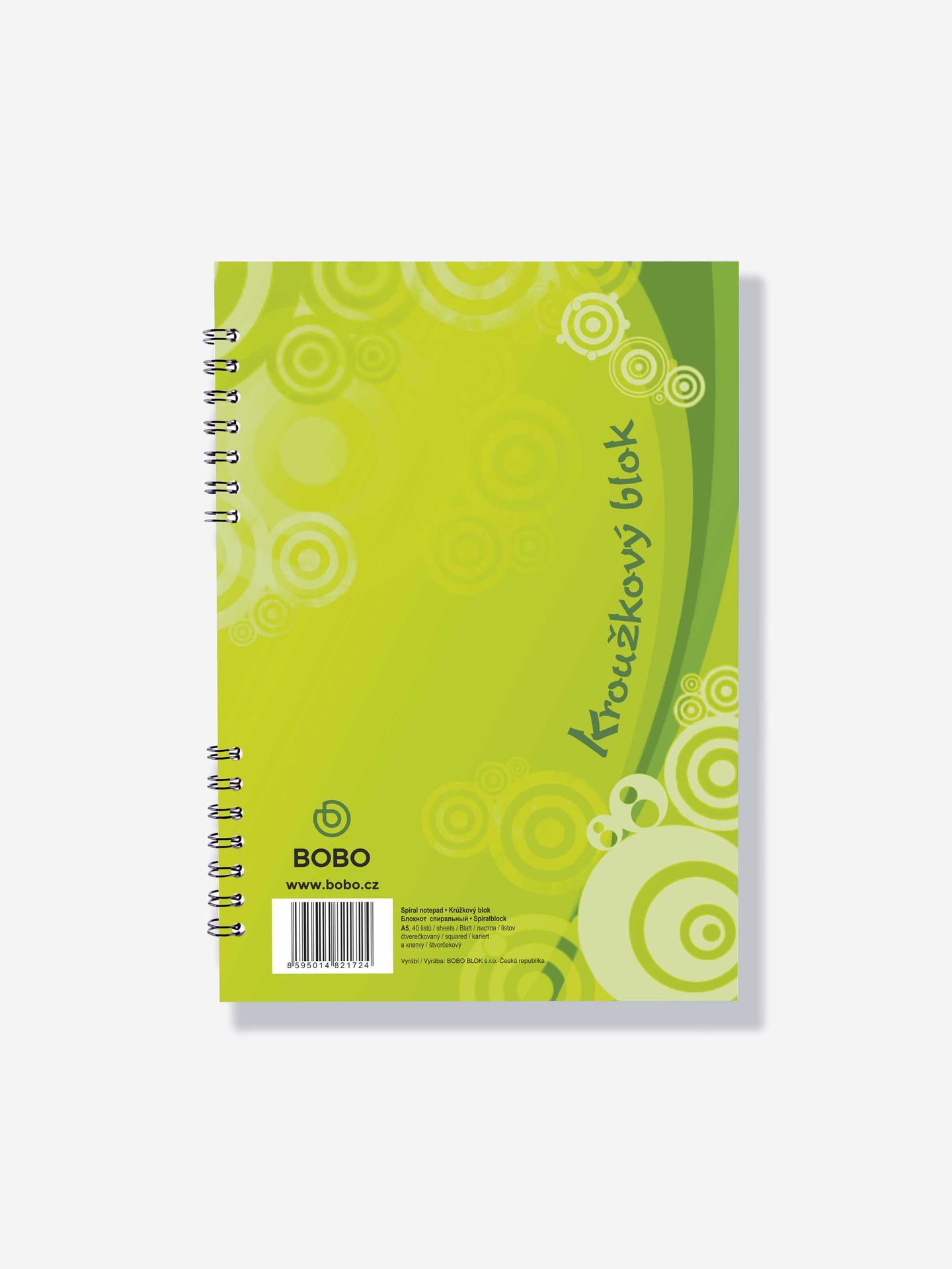 BOBO Blok s boční spirálou A5 40 listů - čtverečkovaný