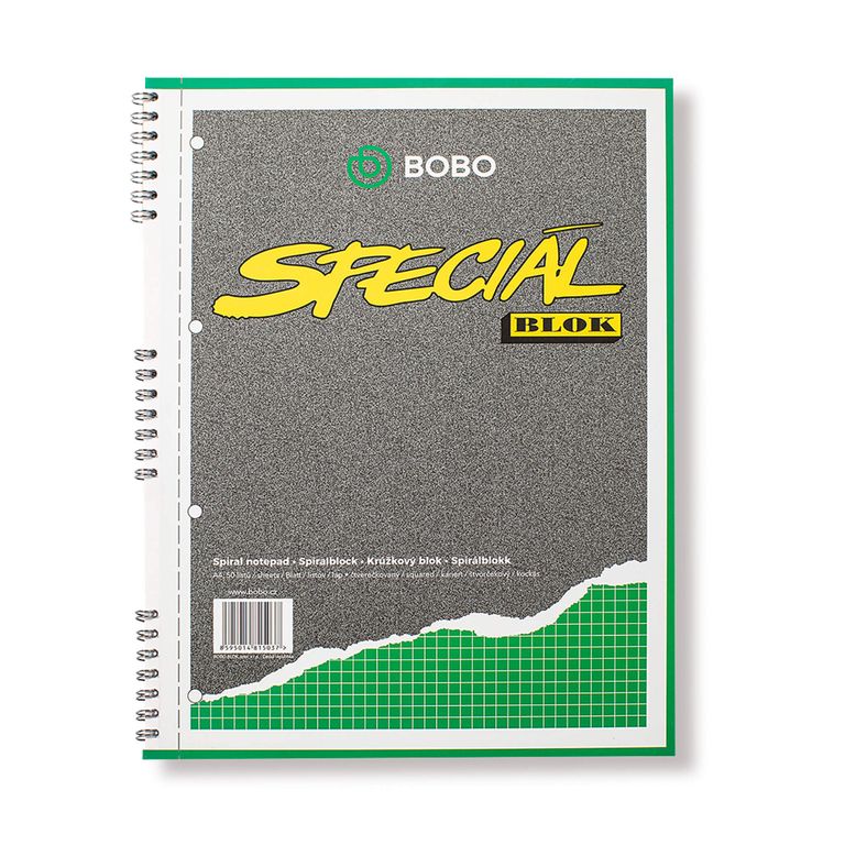 Bobo blok Speciál - kroužkový blok - A4, 50 l., čtverečkovaný