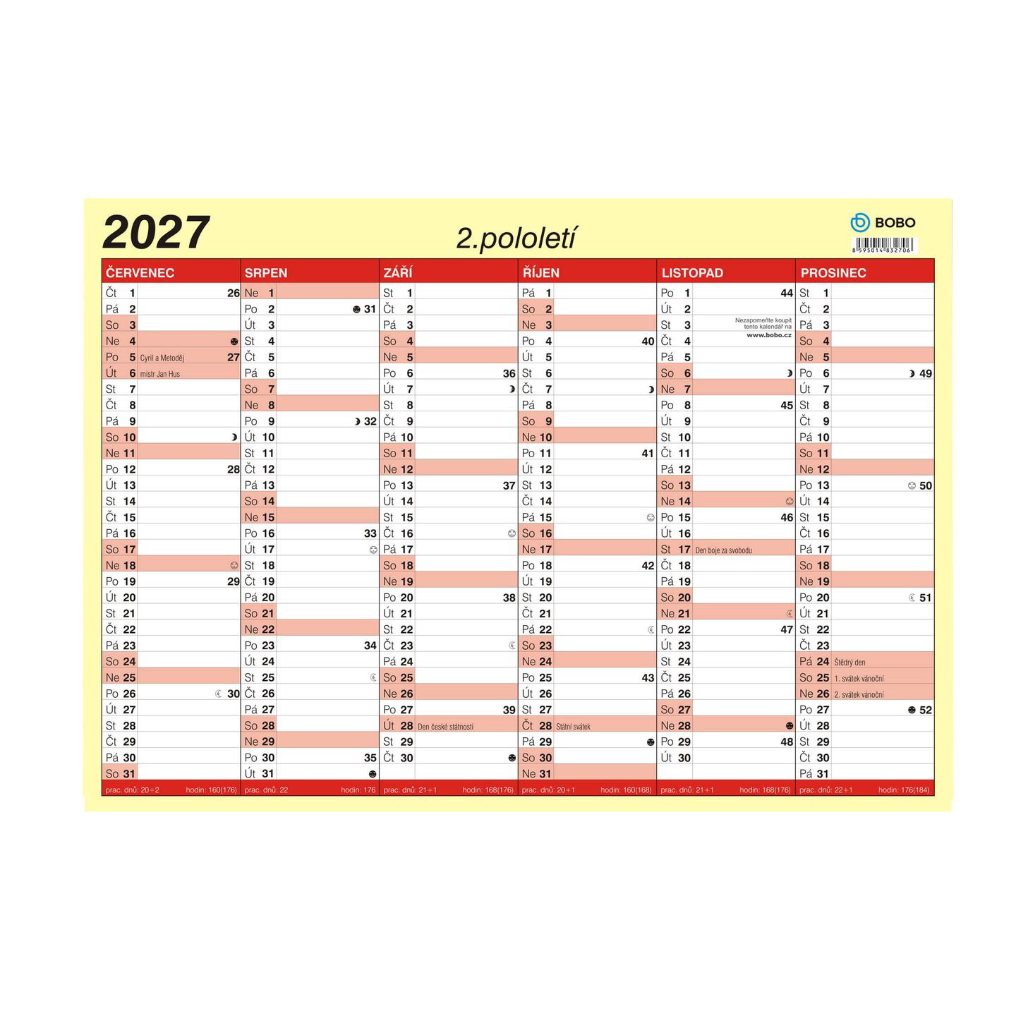 BOBO Kalendář lístkový 2027 A3