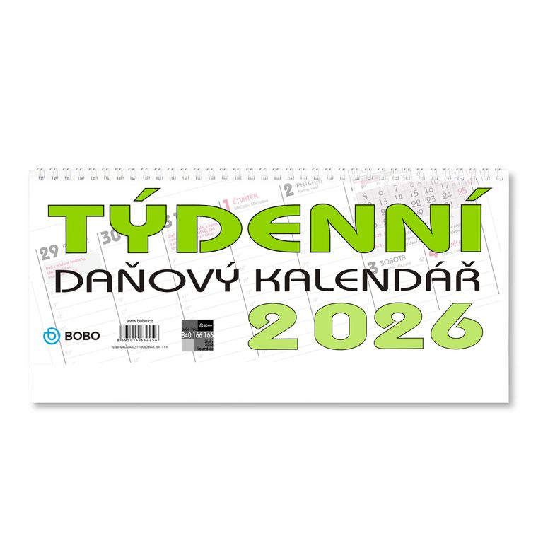 BOBO Kalendář stolní 2026 daňový, týdenní, sloupcový