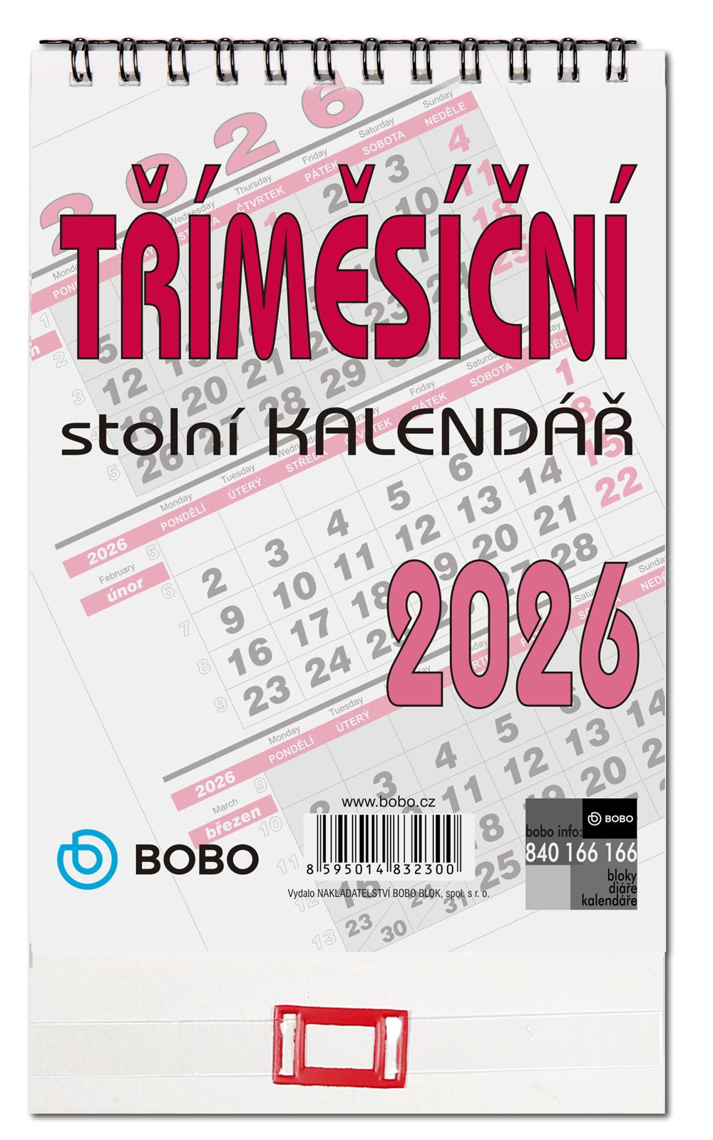 BOBO Kalendář stolní 2026 tříměsíční