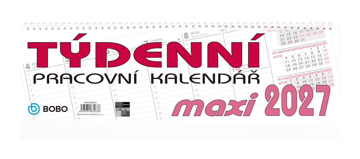 BOBO Kalendář stolní 2027 pracovní MAXI, týdenní, sloupcový