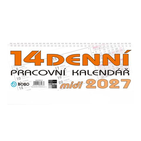 Obrázek produktu: BOBO Kalendář stolní 2027 pracovní MIDI, 14denní, řádkový