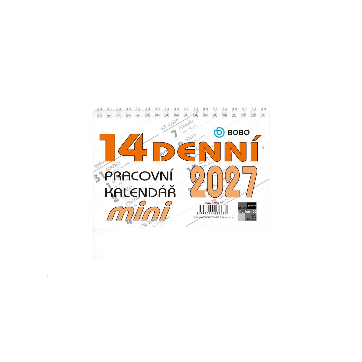 BOBO Kalendář stolní 2027 pracovní MINI, 14denní, řádkový