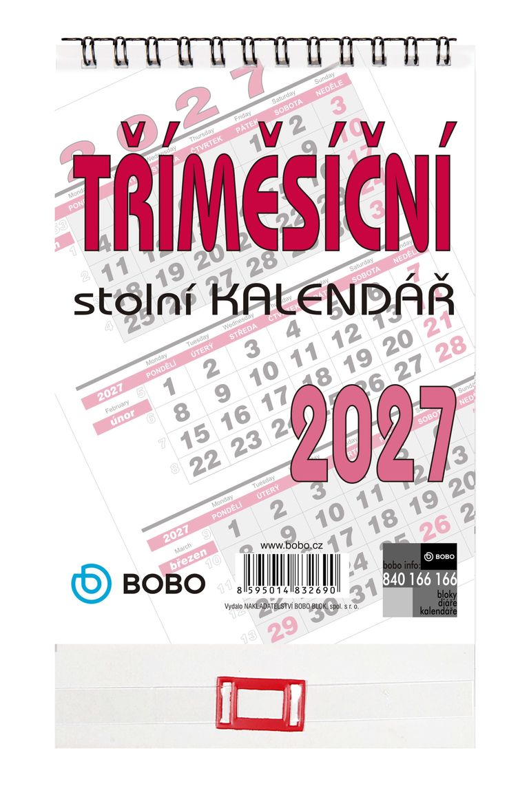 BOBO Kalendář stolní 2027 tříměsíční