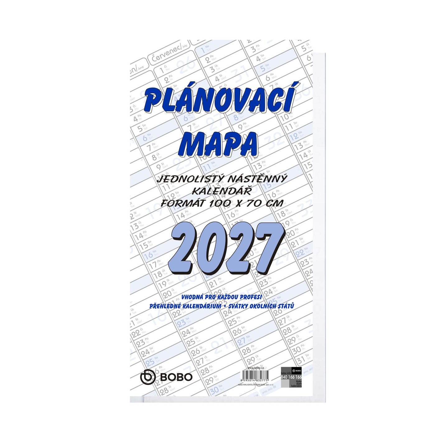 BOBO Plánovací roční mapa 2027 B1, skládaná