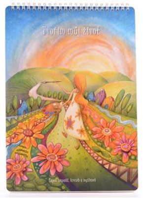 BOBO Poznámkový blok A4 Duhová kočka - Tvořím můj život