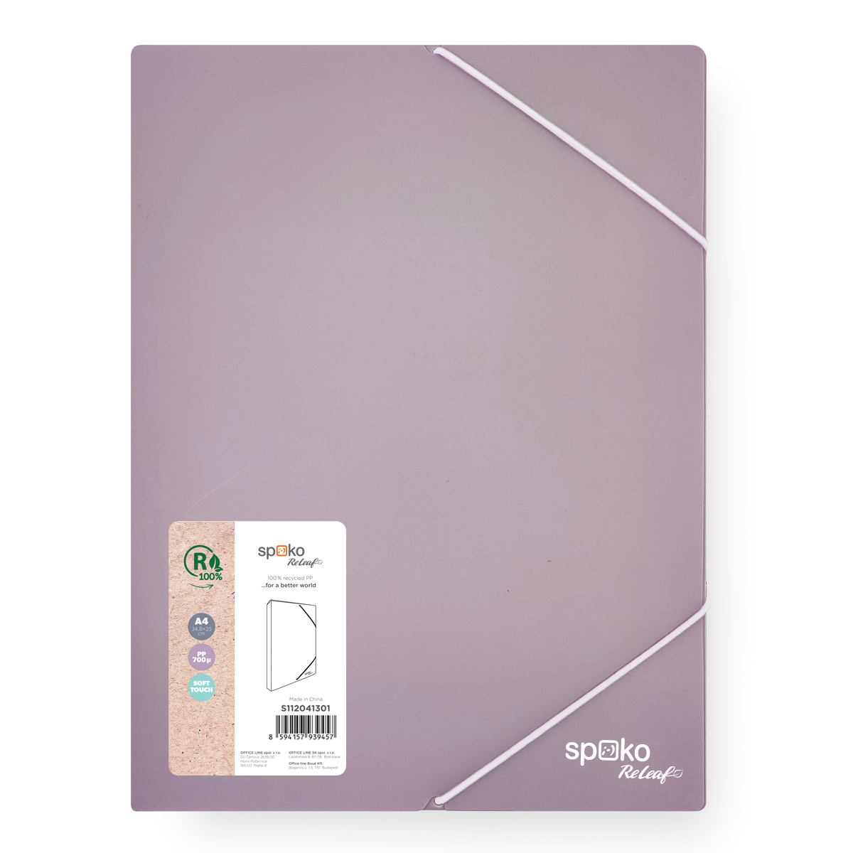 Box na spisy s gumičkou Spoko ReLeaf A4 PP 3 cm - fialový