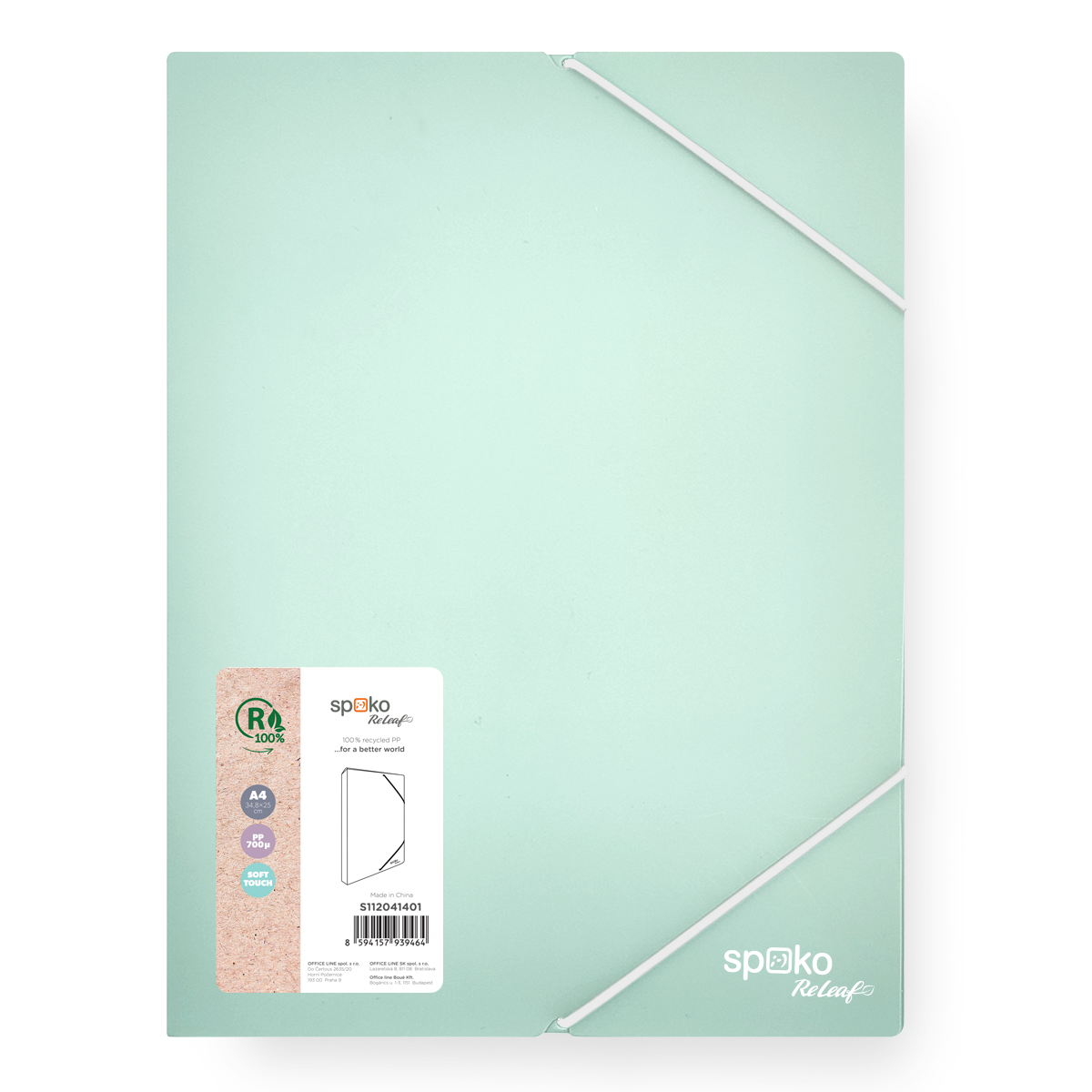 Box na spisy s gumičkou Spoko ReLeaf A4 PP 3 cm - zelený