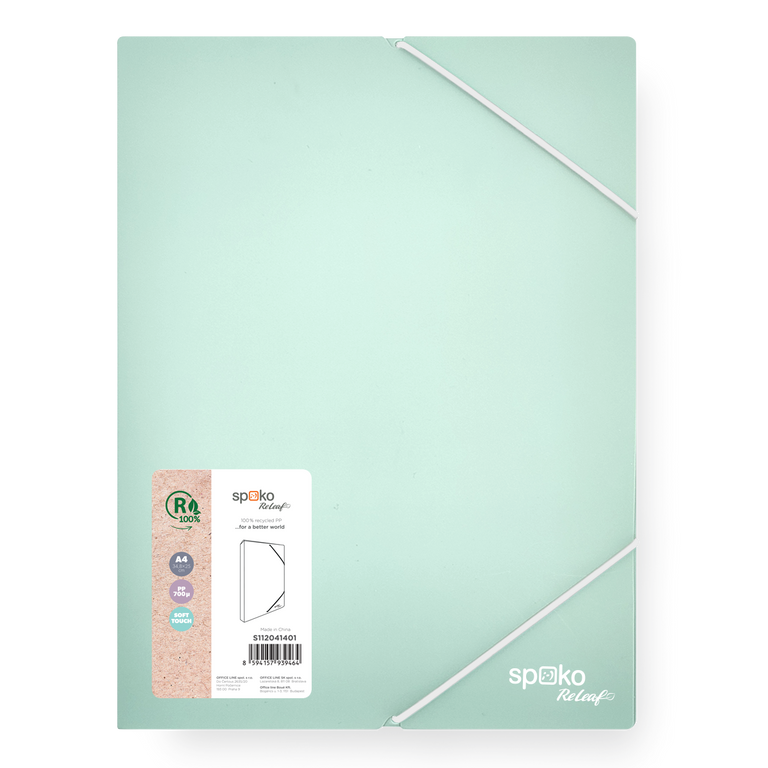 Box na spisy s gumičkou Spoko ReLeaf A4 PP 3 cm - zelený