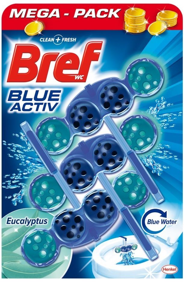 Bref Color Aktiv Premium - WC blok - Eucalyptus, 3 x 50 g