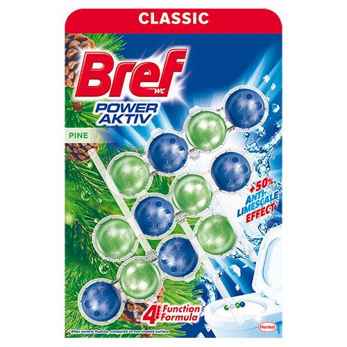 Bref Power Aktiv Classic - WC blok - Pine, 3 x 50 g